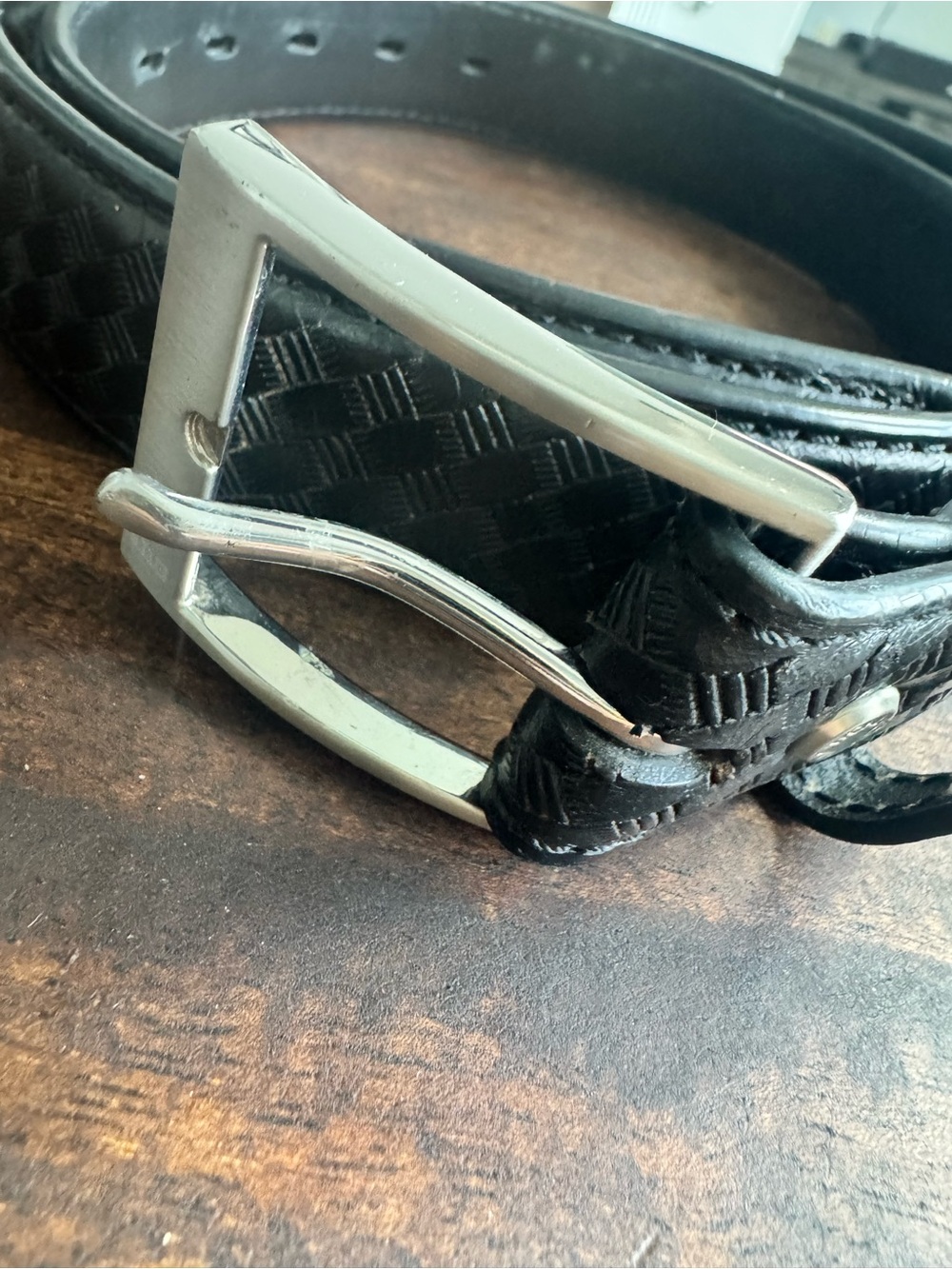 5.11 Tactical Black Woven Leather Belt with Silver Buckle